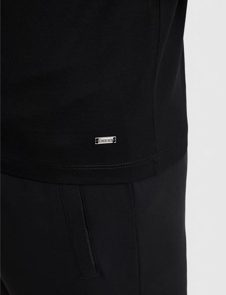 Siyah Slim Fit %100 Pamuk Bisiklet Yaka Likralı Basic Tişört - 50321129122
