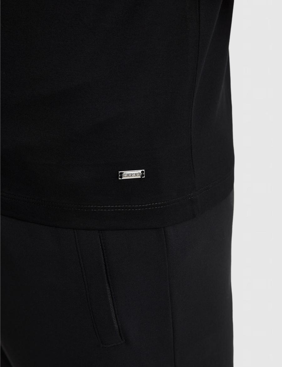 Siyah Slim Fit %100 Pamuk Bisiklet Yaka Likralı Basic Tişört