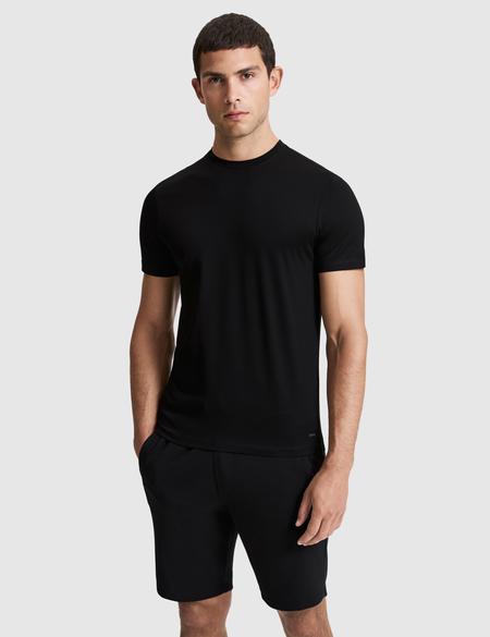 Siyah Slim Fit %100 Pamuk Bisiklet Yaka Likralı Basic Tişört - 50321129122