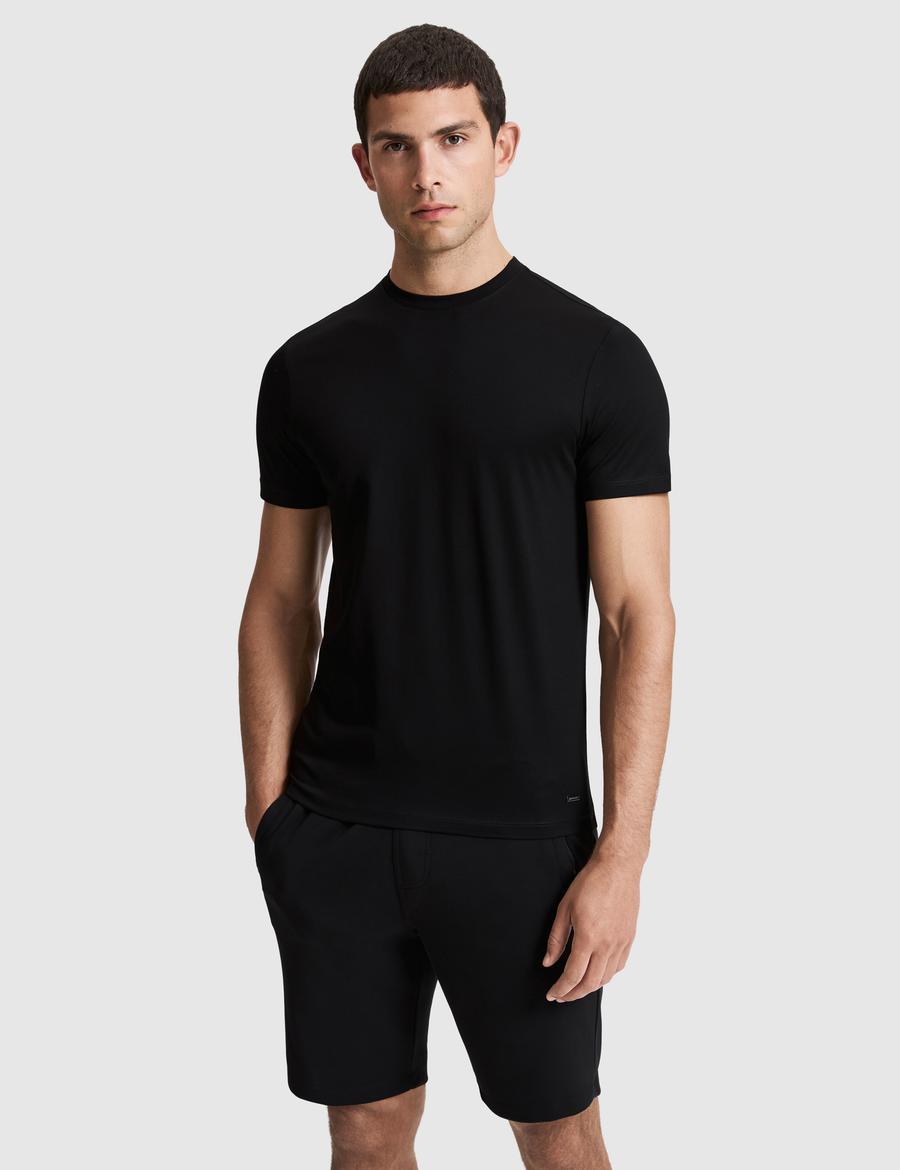Siyah Slim Fit %100 Pamuk Bisiklet Yaka Likralı Basic Tişört