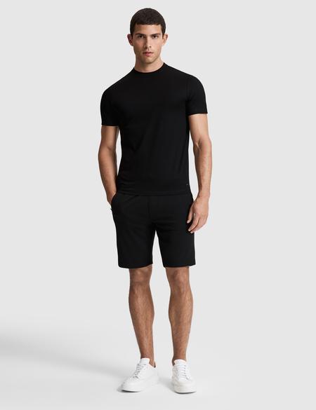 Siyah Slim Fit %100 Pamuk Bisiklet Yaka Likralı Basic Tişört - 50321129122