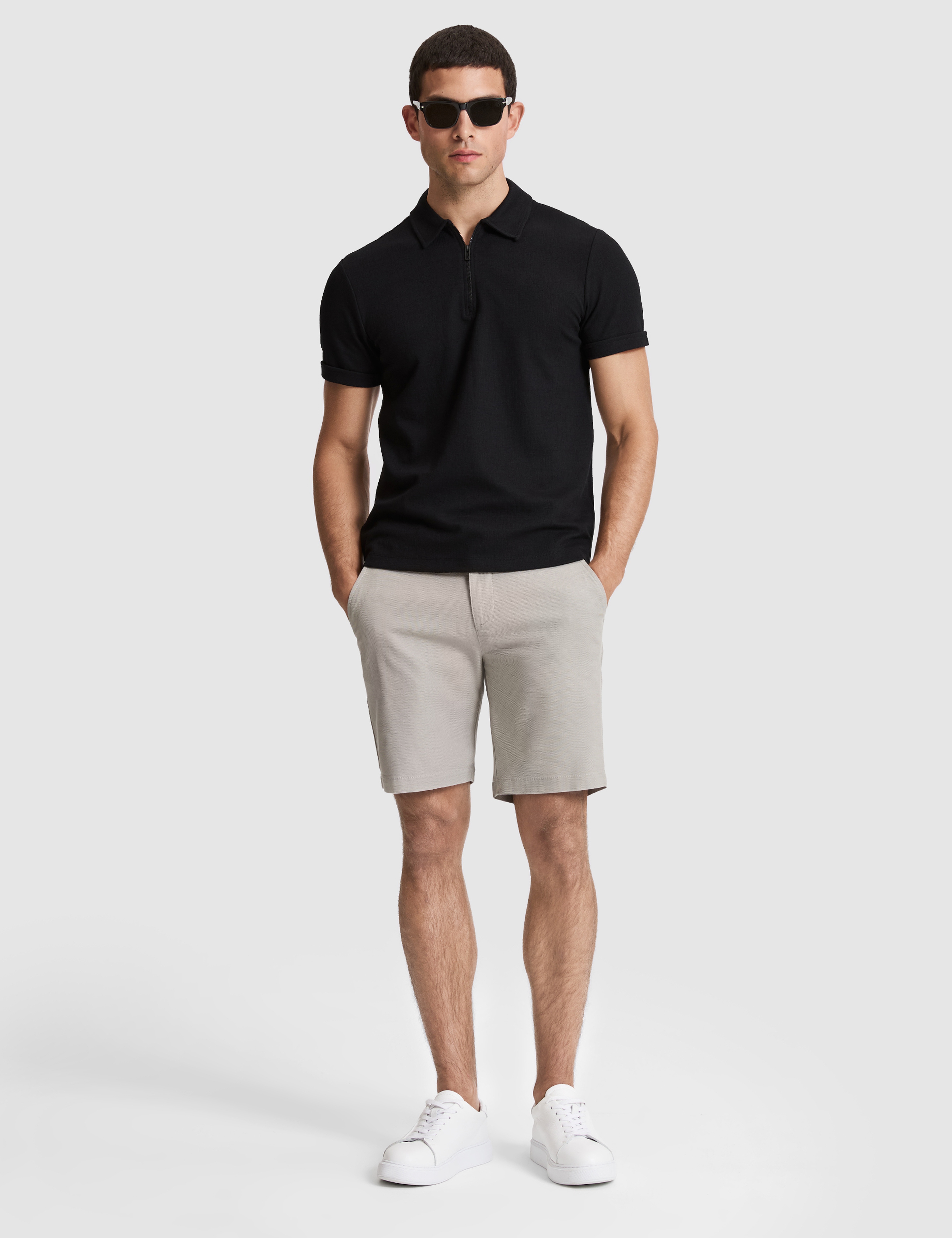 Siyah Slim Fit Fermuarlı Polo Yaka Tişört
