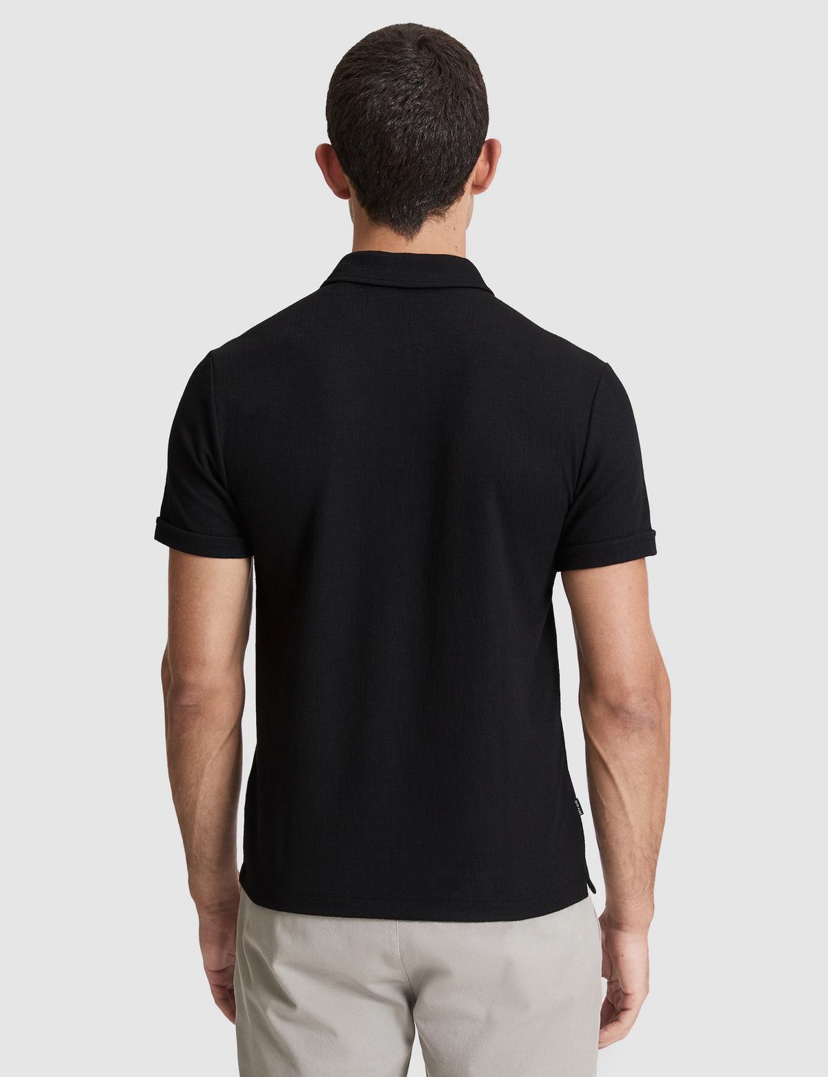 Siyah Slim Fit Fermuarlı Polo Yaka Tişört - 50321152108