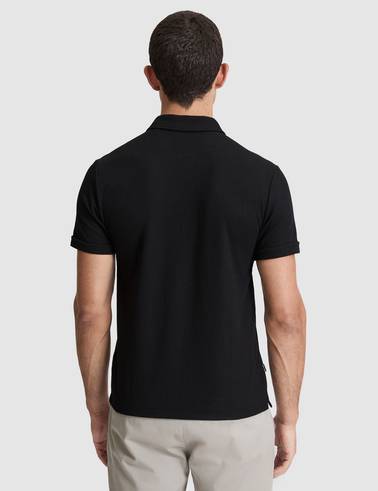 Siyah Slim Fit Fermuarlı Polo Yaka Tişört