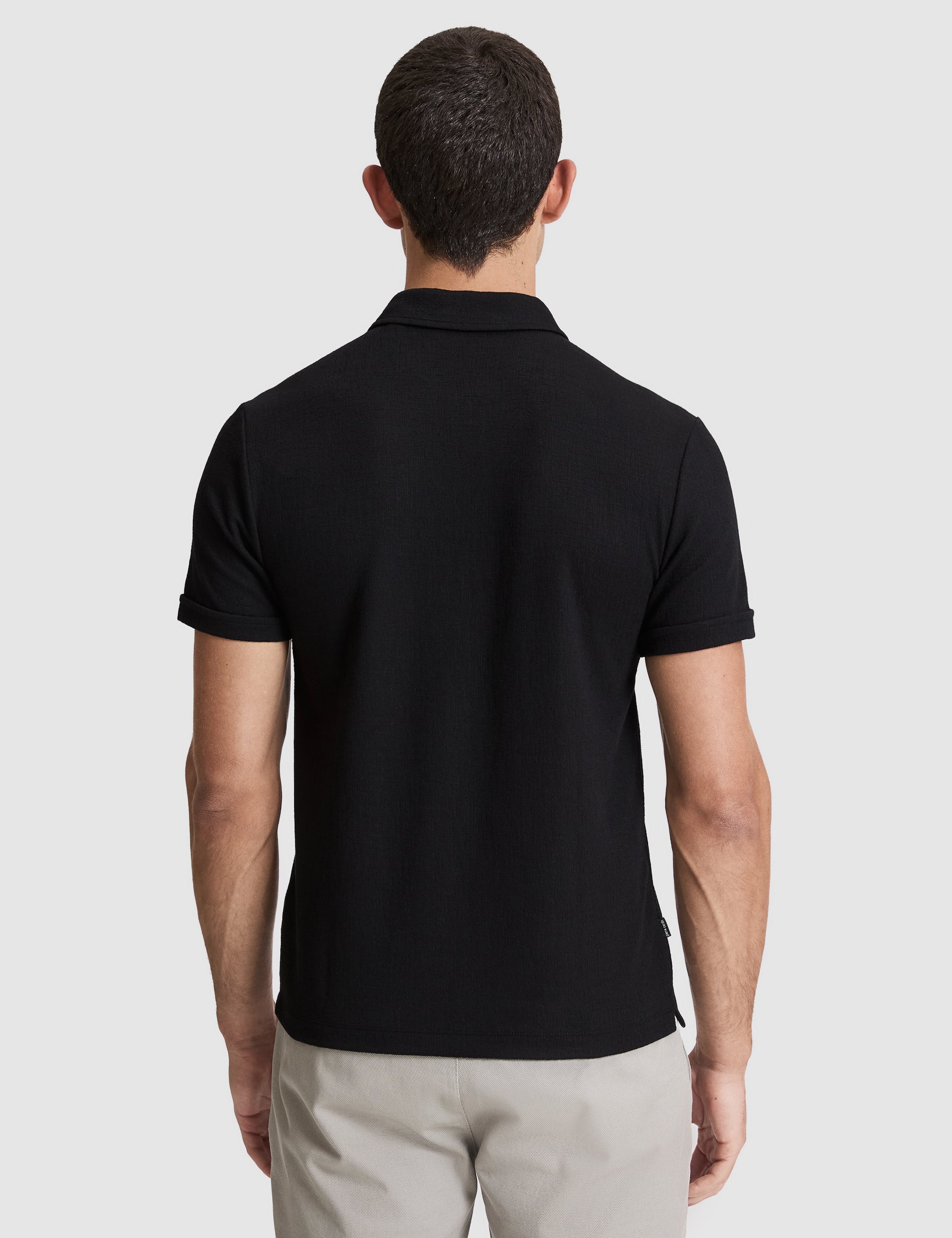Siyah Slim Fit Fermuarlı Polo Yaka Tişört - Image 5