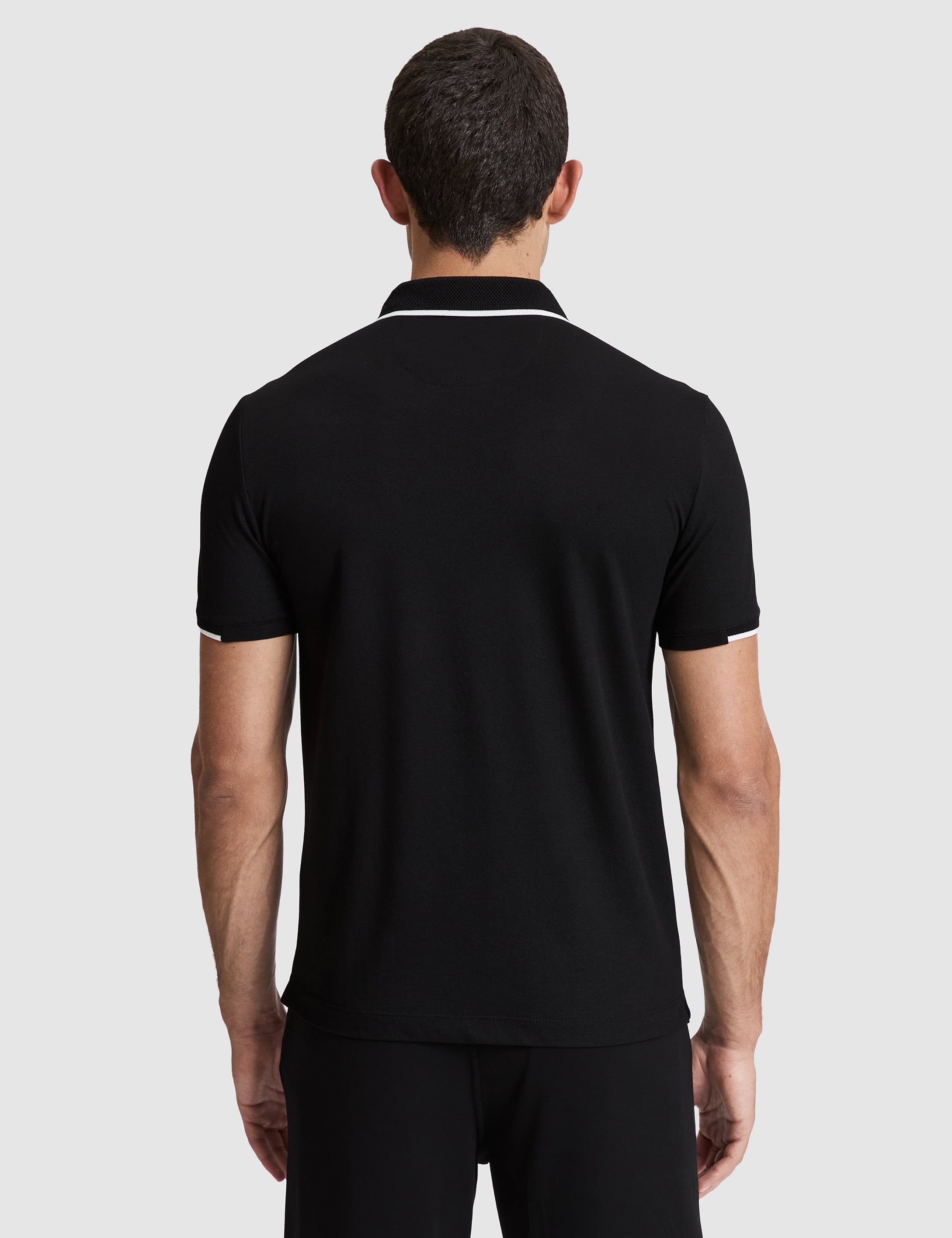 Siyah Slim Fit Polo Yaka Tişört - Image 5
