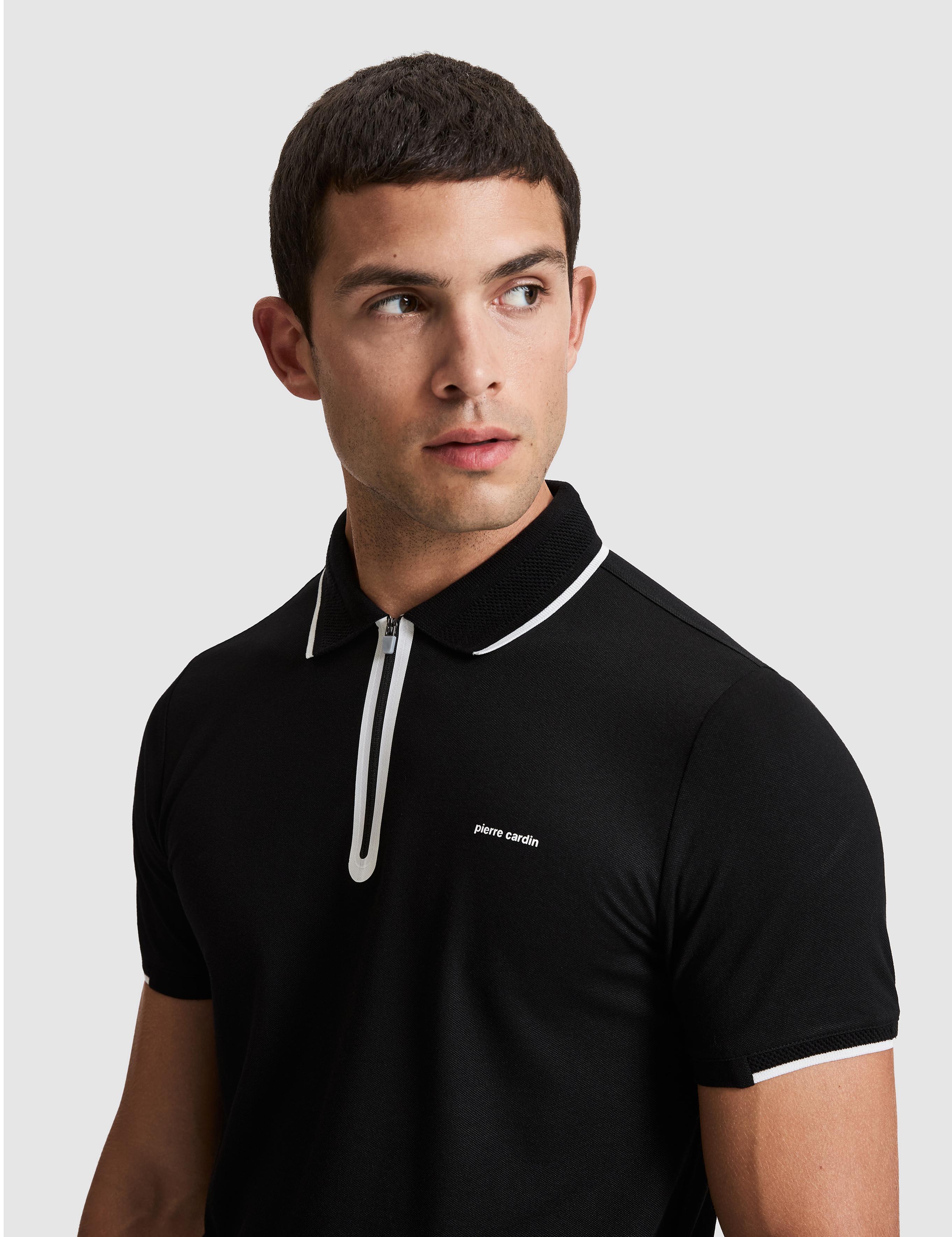 Siyah Slim Fit Polo Yaka Tişört