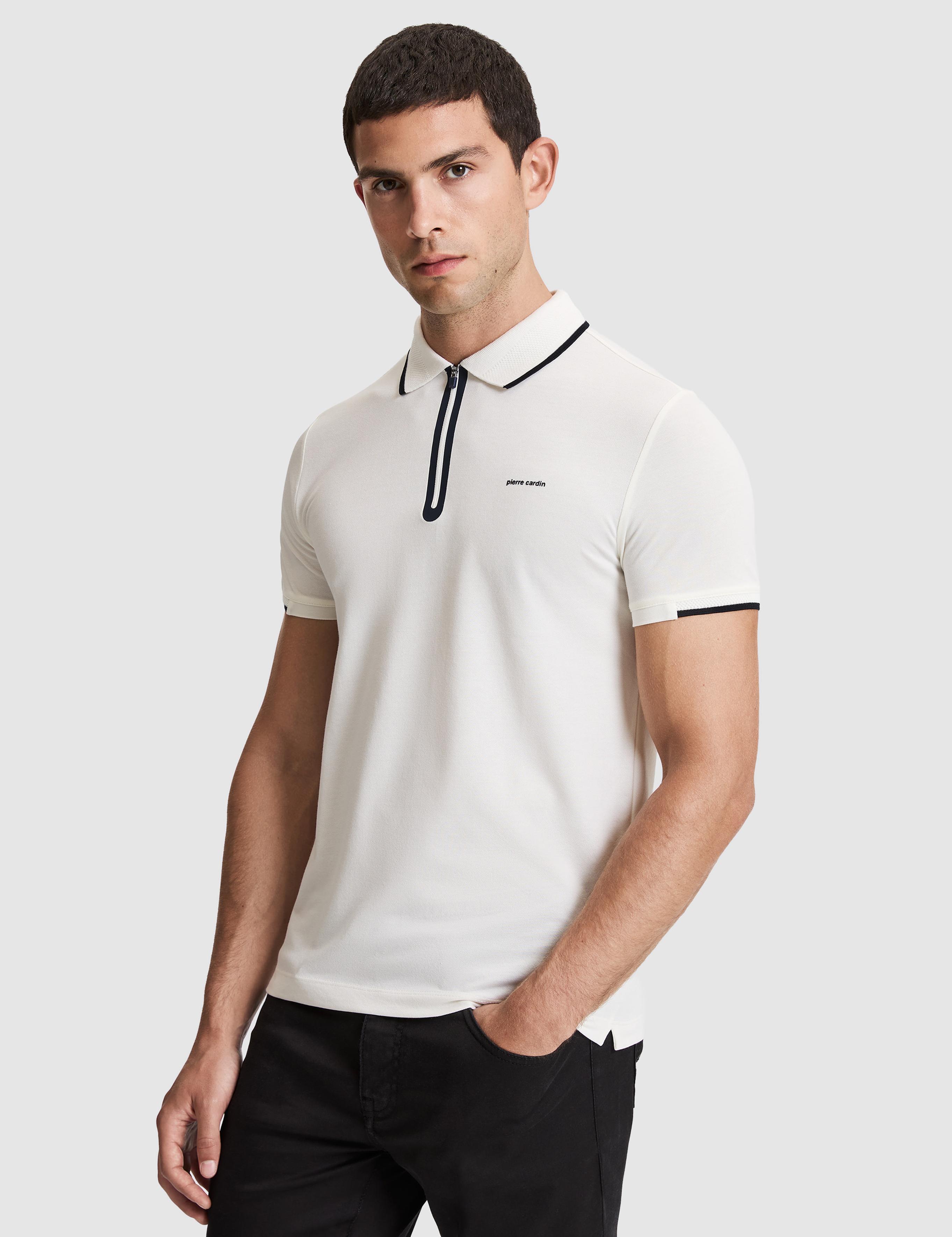 Ekru Slim Fit Polo Yaka Tişört