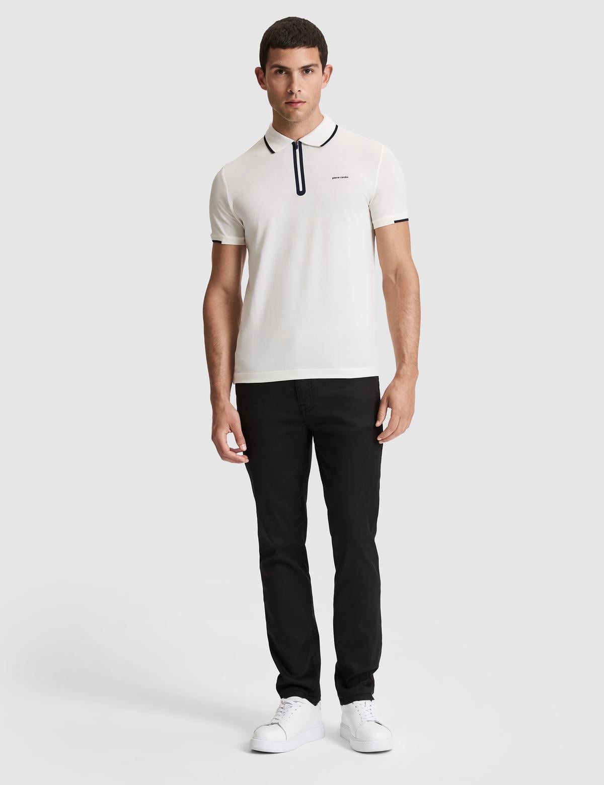 Ekru Slim Fit Polo Yaka Tişört - 50321185003