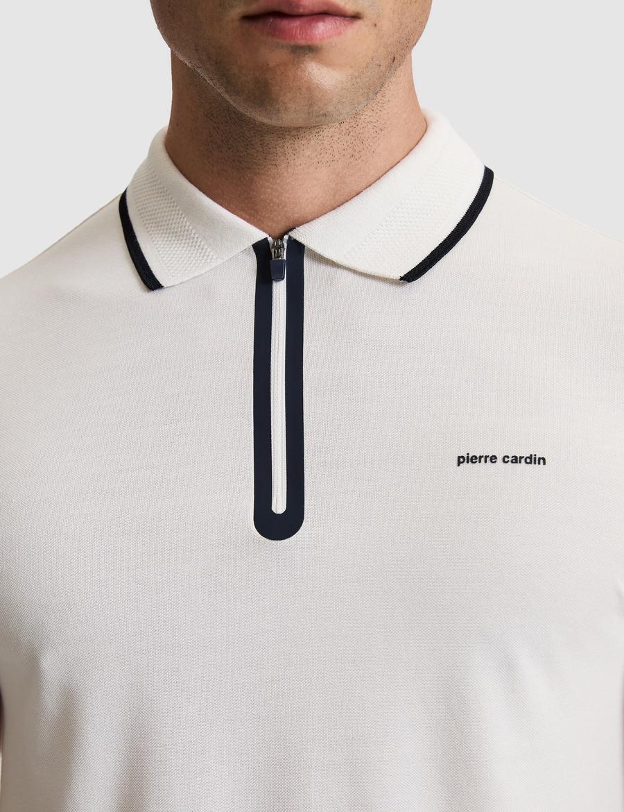Ekru Slim Fit Polo Yaka Tişört