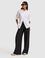Siyah Loose Fit Keten Pantolon
