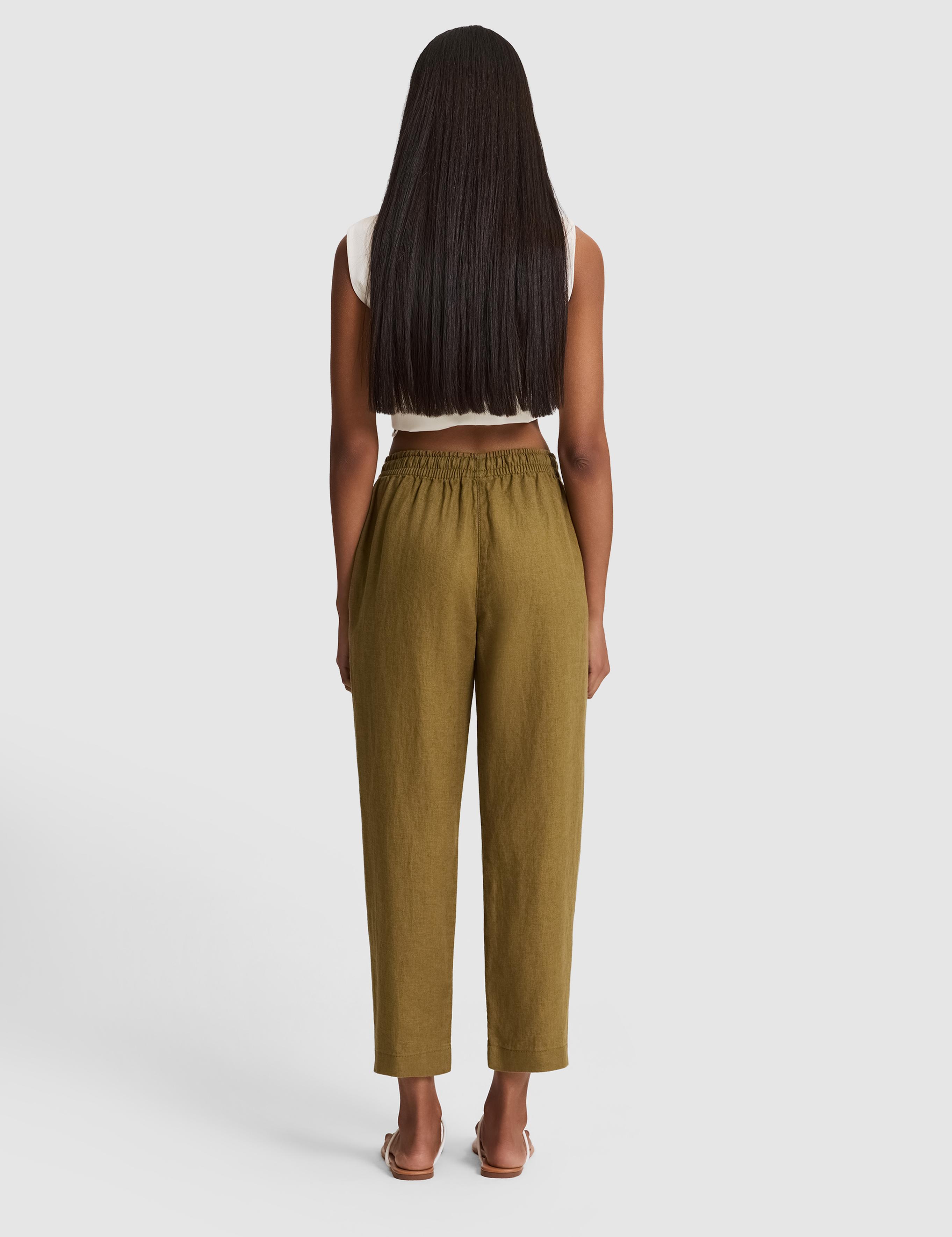 Haki Carrot Fit Keten Pantolon