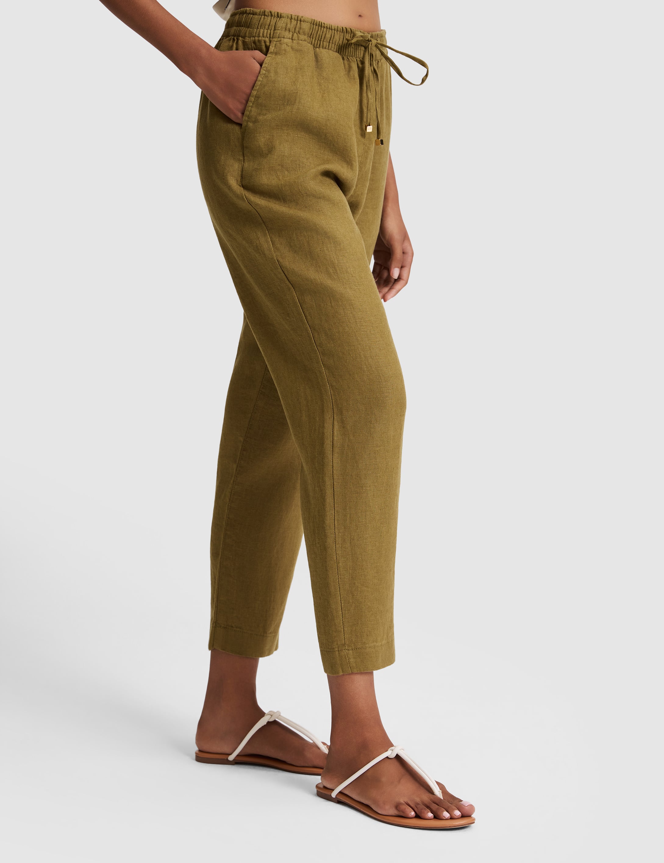 Haki Carrot Fit Keten Pantolon - 50321220043