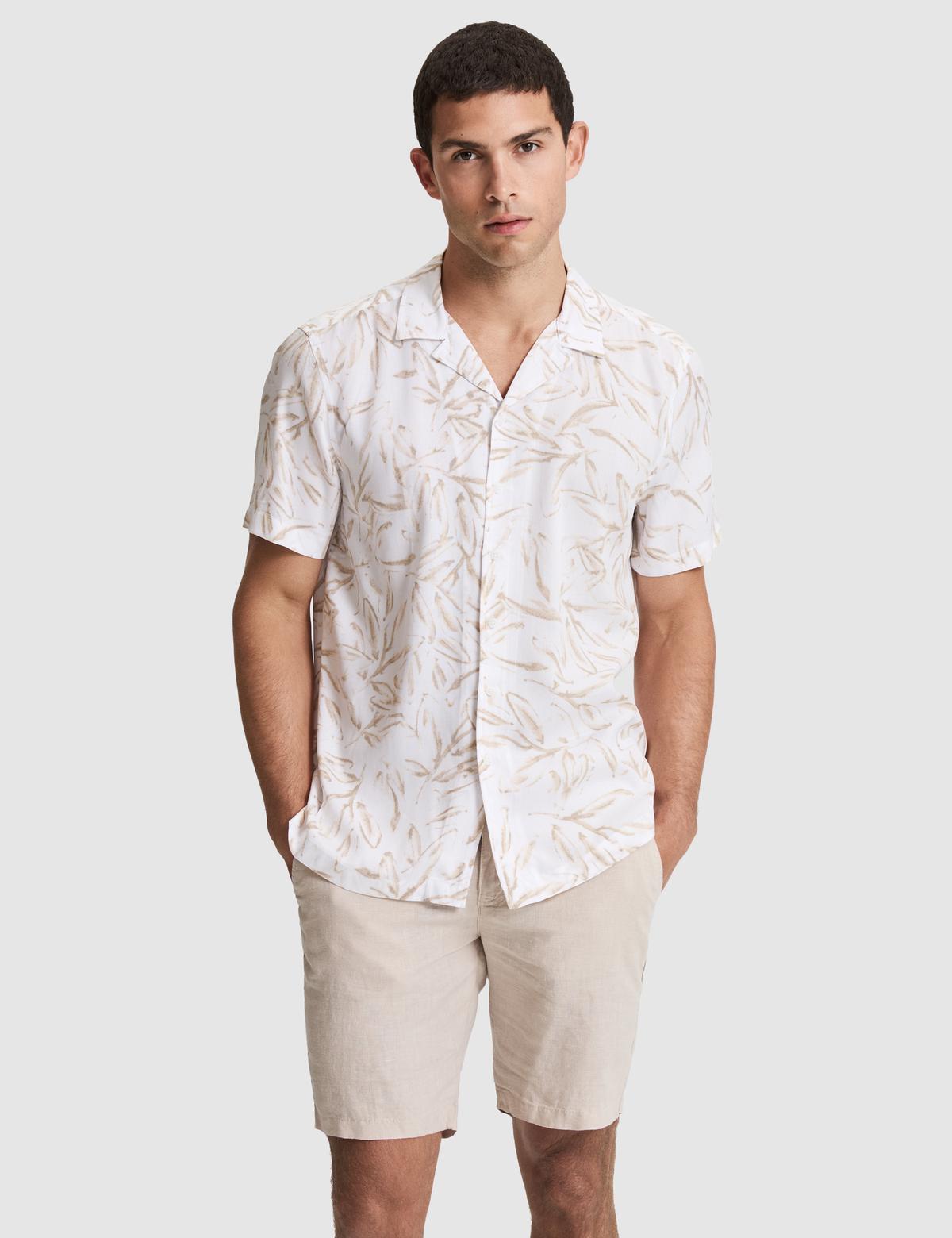 Koyu Bej Oversize Kısa Kollu Gömlek