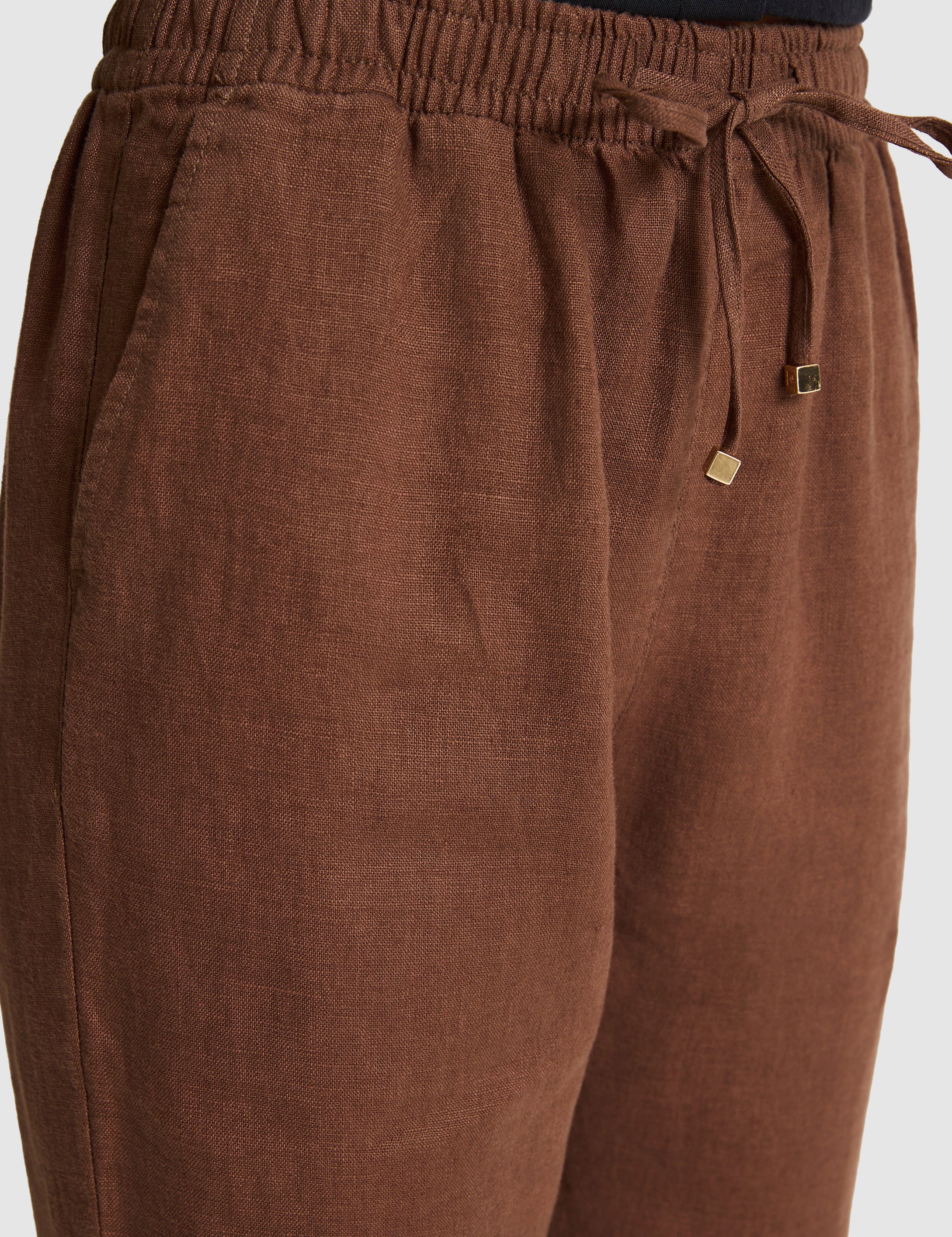 Kahverengi Carrot Fit %100 Keten Pantolon - 50321220017