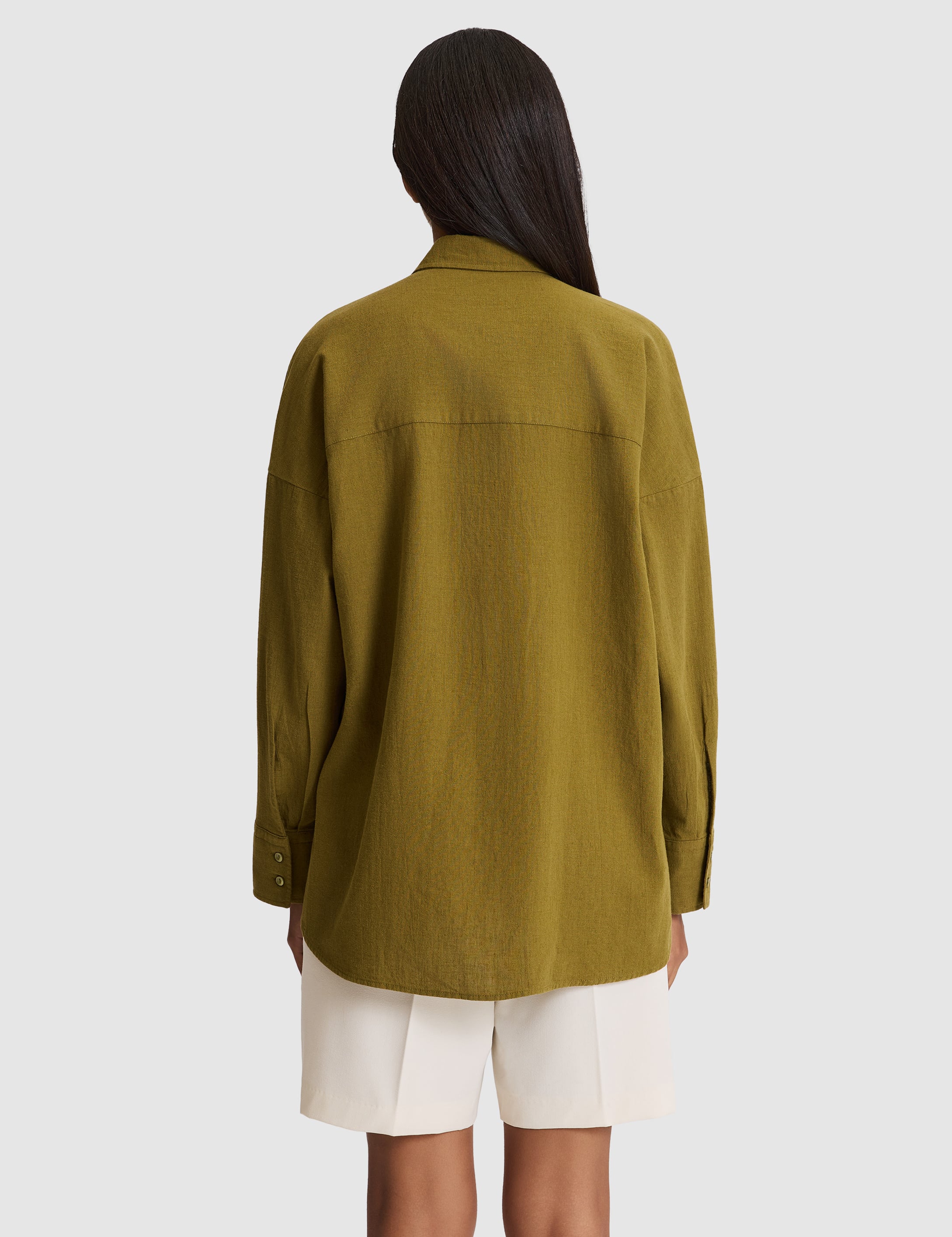 Haki Oversize Uzun Kollu Gömlek - 50328624027