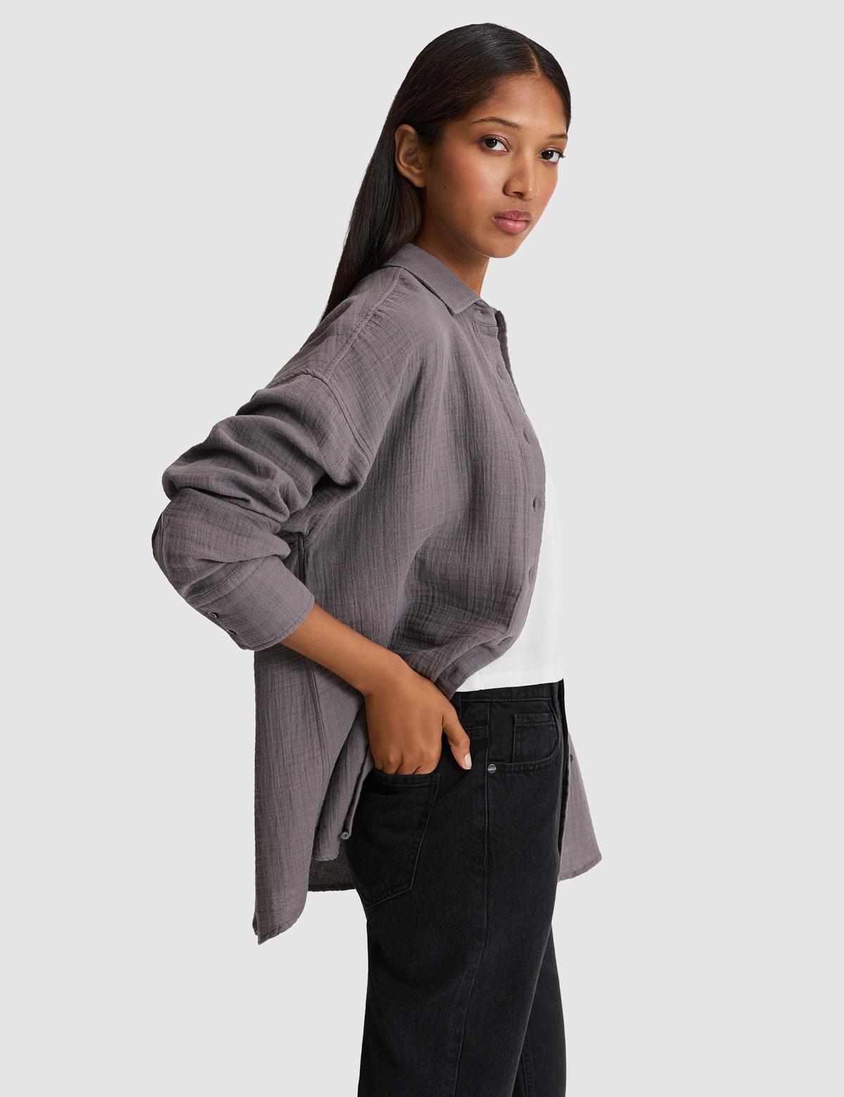 Gri Comfort Fit Uzun Kollu Gömlek - 50328655003
