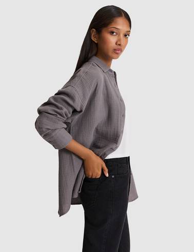 Gri Comfort Fit Uzun Kollu Gömlek