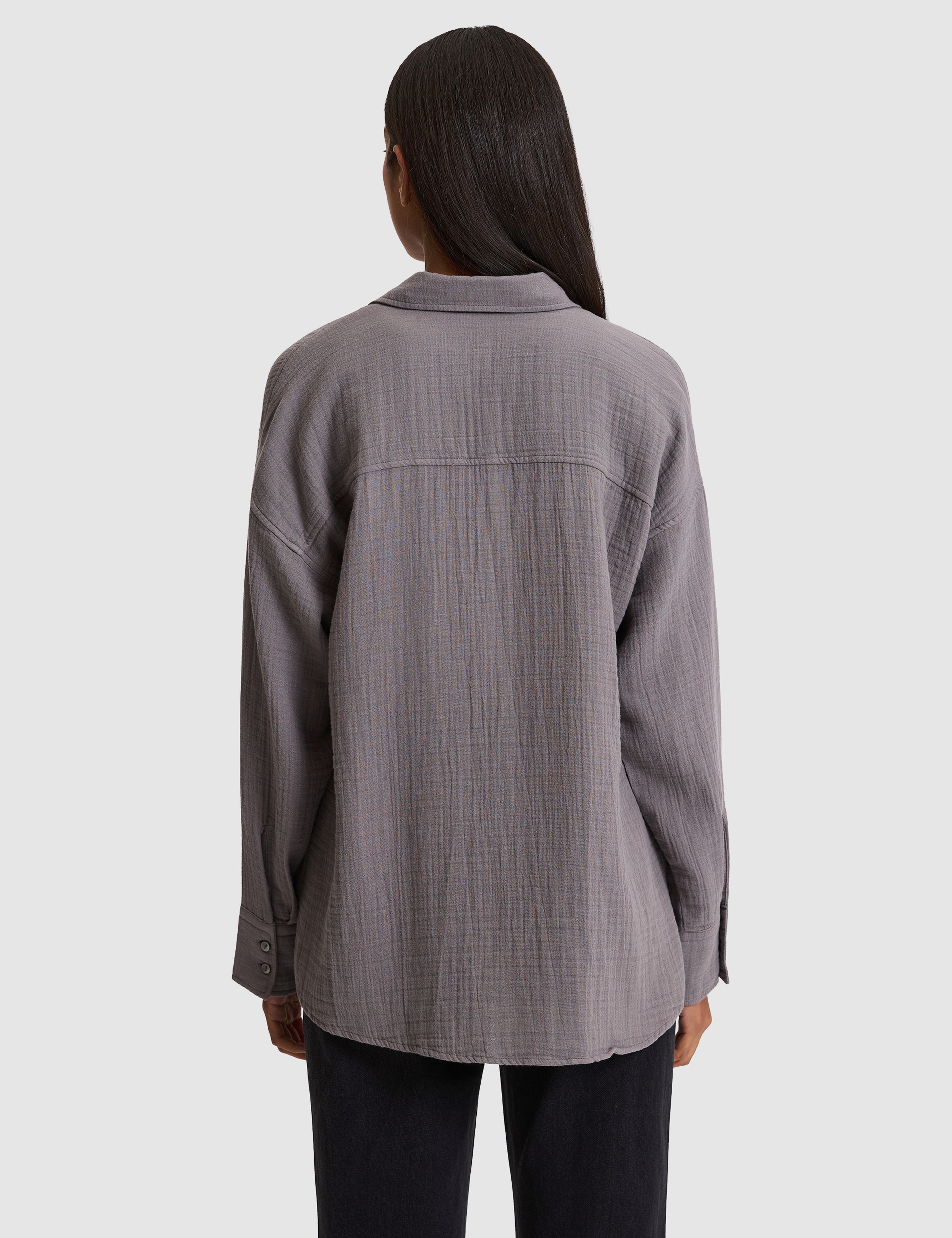 Gri Comfort Fit Uzun Kollu Gömlek - Image 5