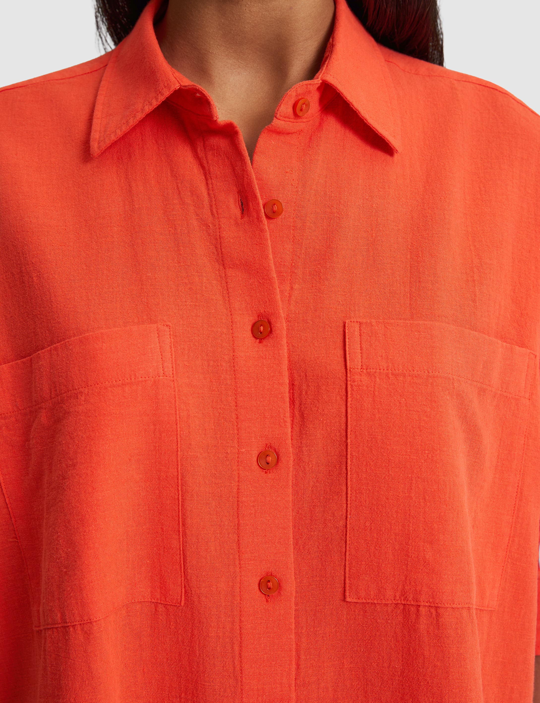 Nar Çiçeği Oversize Uzun Kollu Gömlek - 50328624034