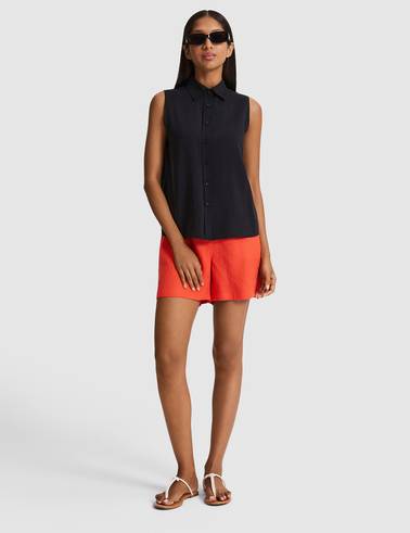 Siyah Regular Fit Kısa Kollu Gömlek