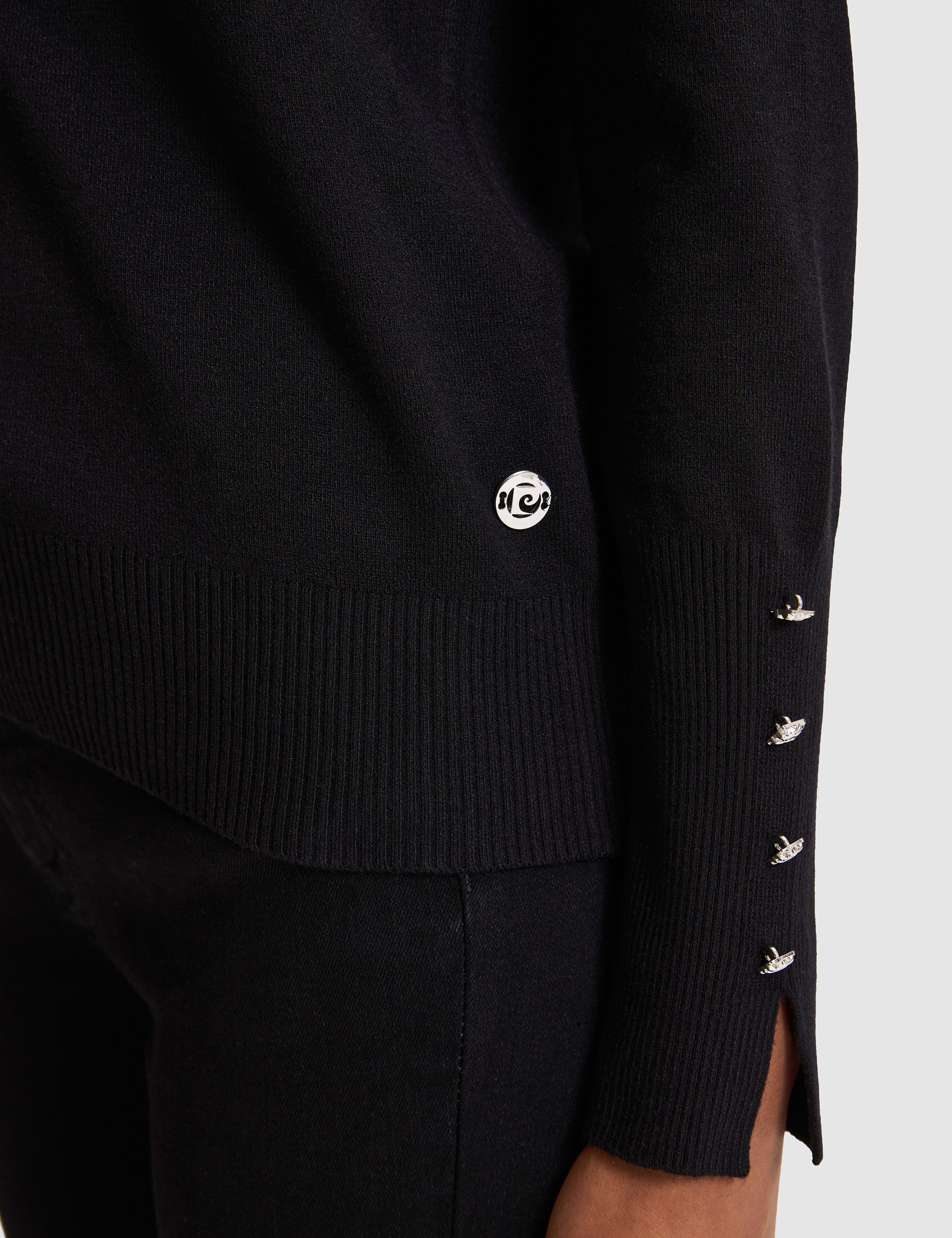 Siyah Slim Fit Basic Kazak - Image 6