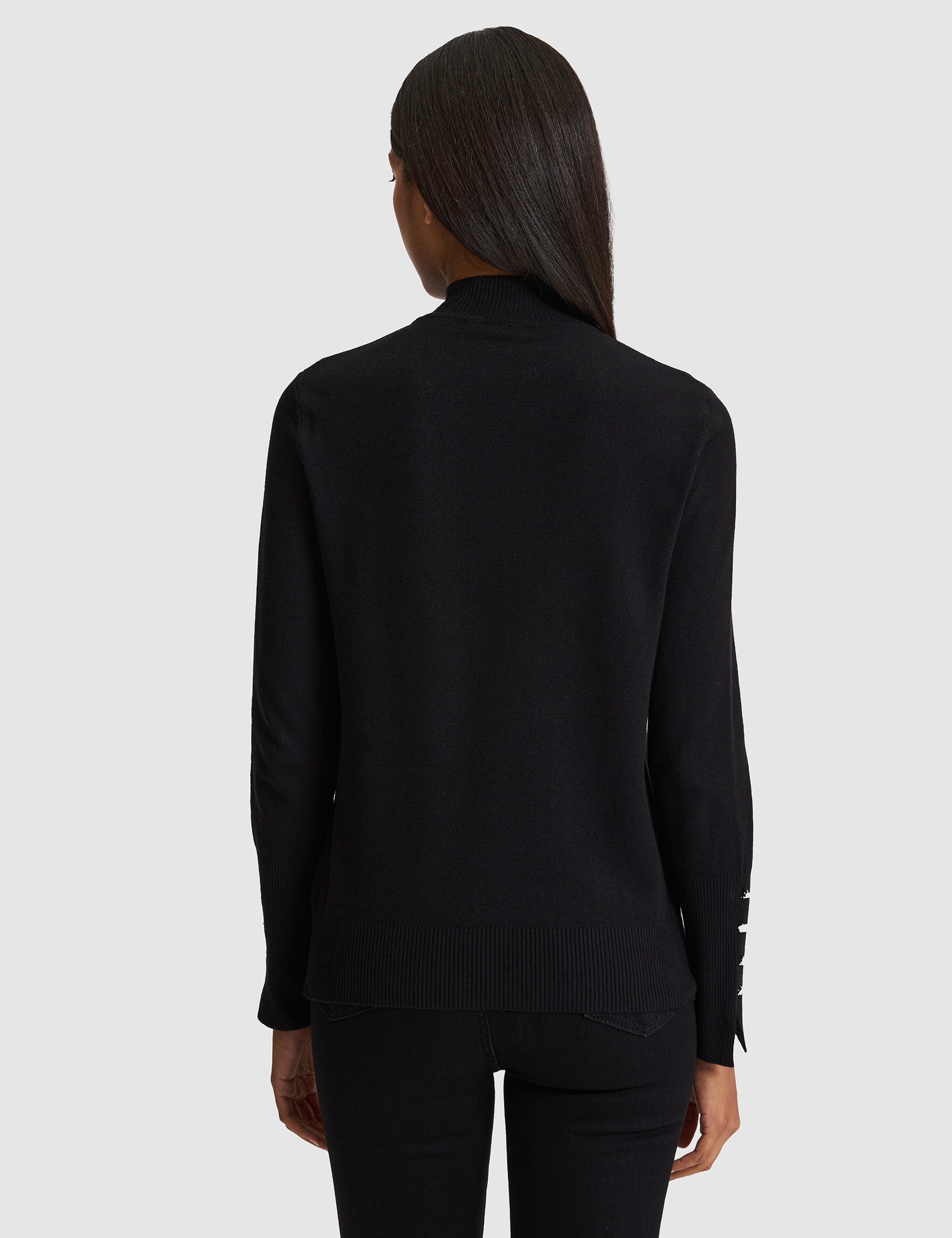 Siyah Slim Fit Basic Kazak - Image 5