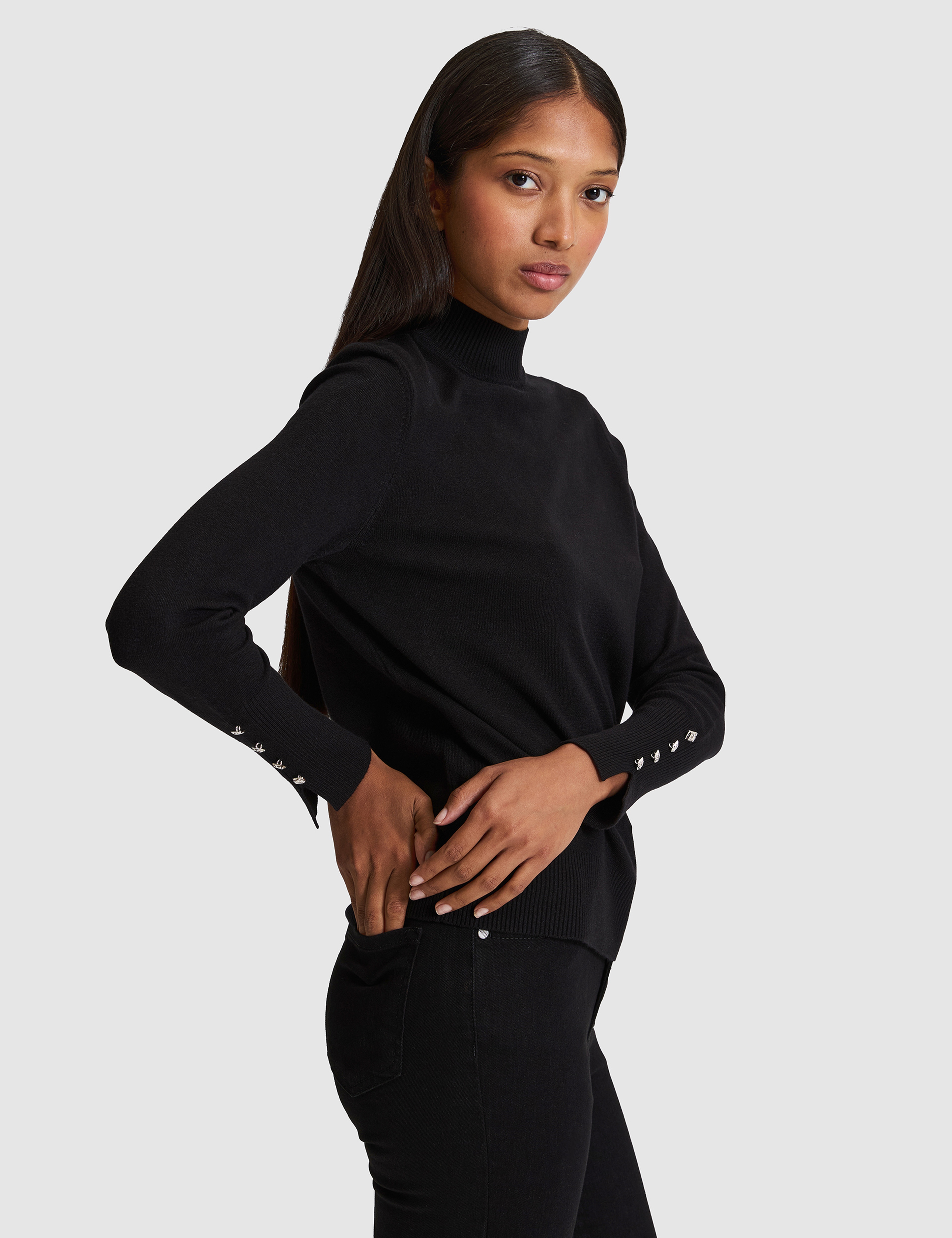 Siyah Slim Fit Basic Kazak