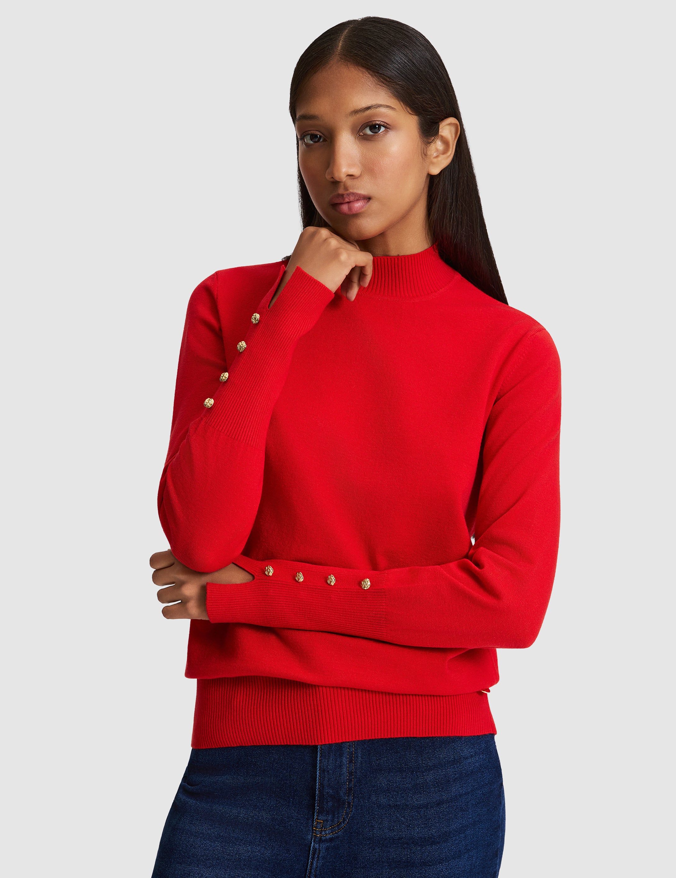 Kırmızı Slim Fit Basic Kazak - 50331311020