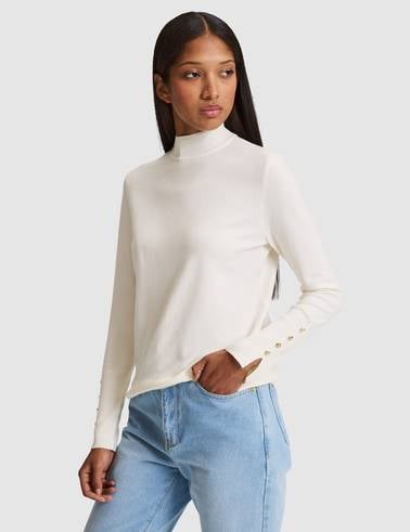 Ekru Slim Fit Basic Kazak