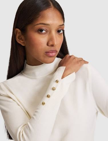 Ekru Slim Fit Basic Kazak