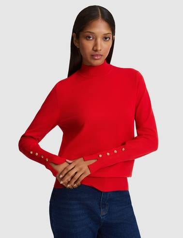 Kırmızı Slim Fit Basic Kazak