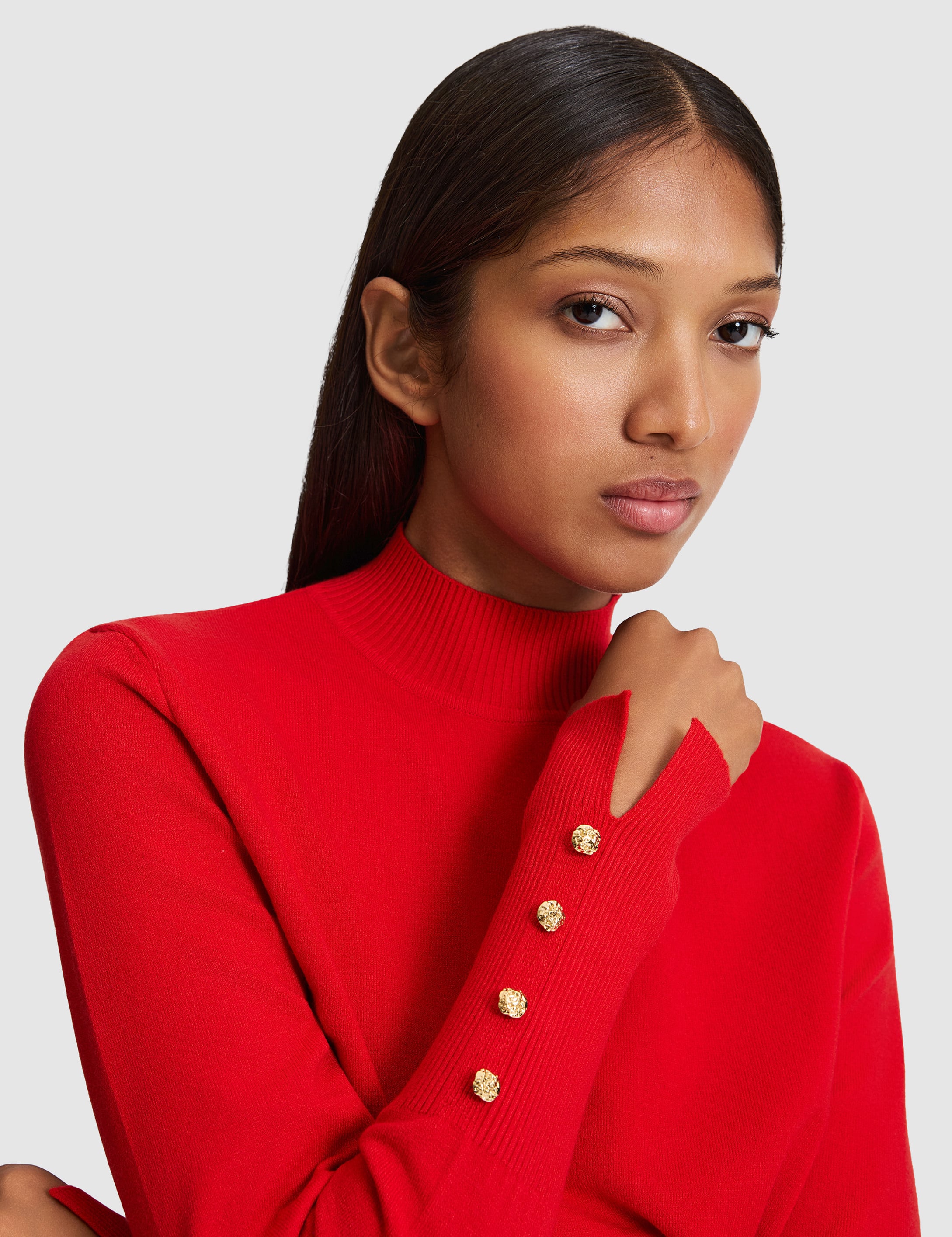 Kırmızı Slim Fit Basic Kazak - 50331311020
