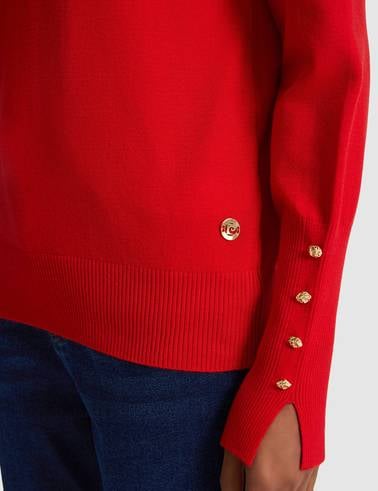 Kırmızı Slim Fit Basic Kazak