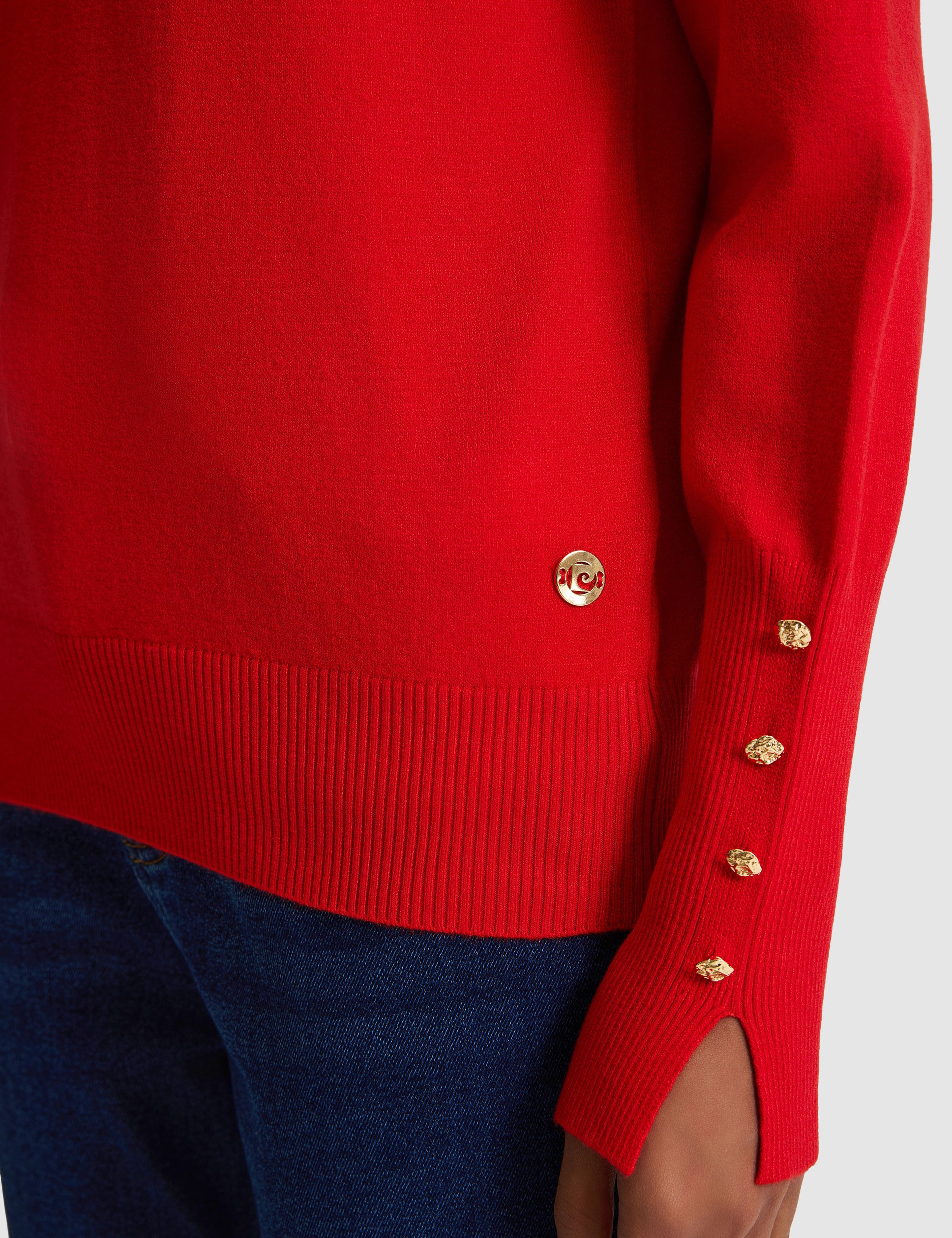 Kırmızı Slim Fit Basic Kazak - Image 6
