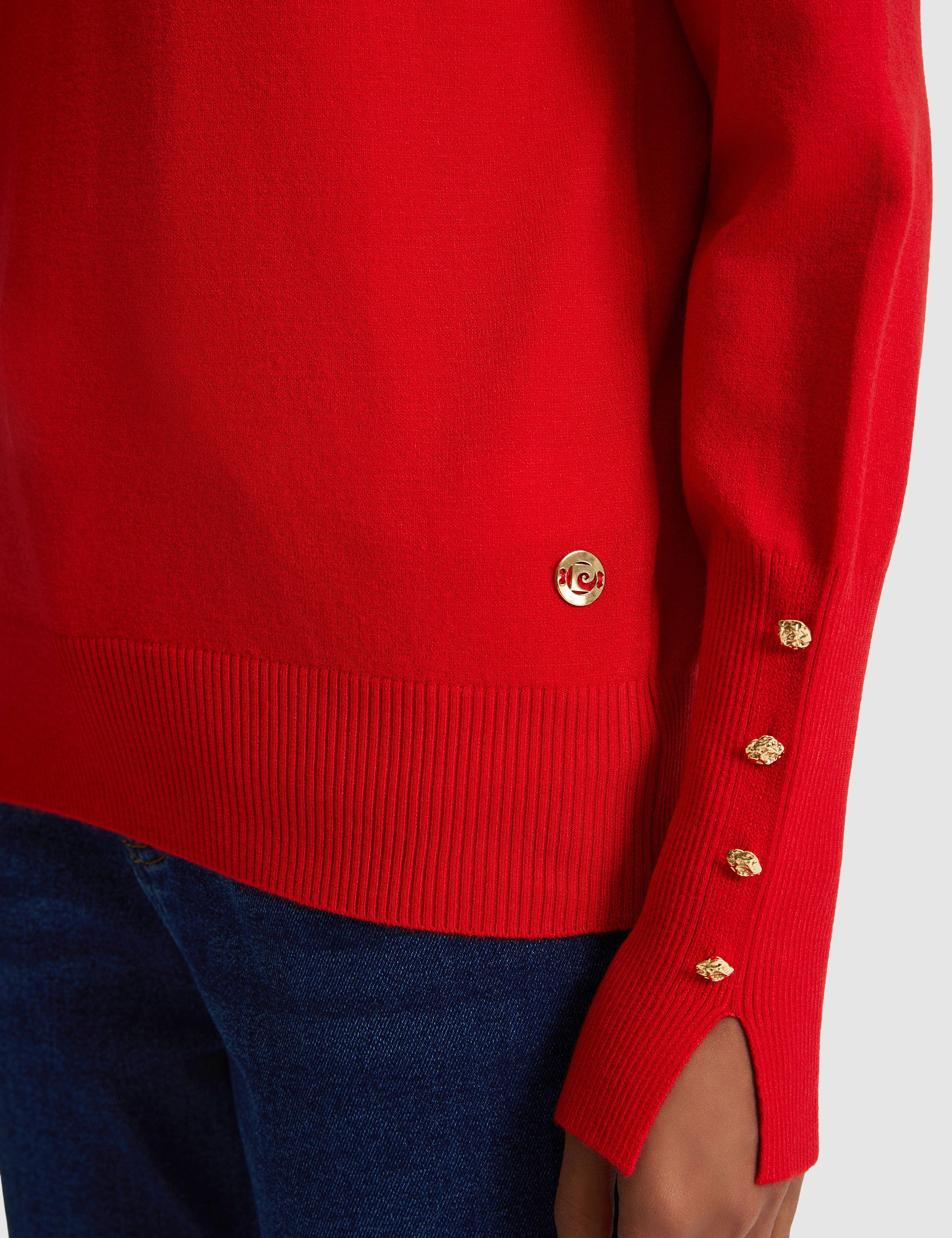 Kırmızı Slim Fit Basic Kazak