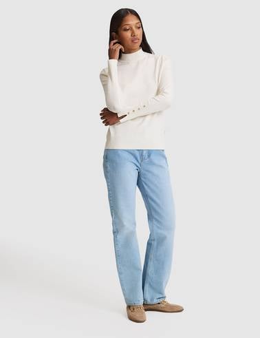 Ekru Slim Fit Basic Kazak
