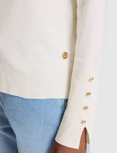 Ekru Slim Fit Basic Kazak