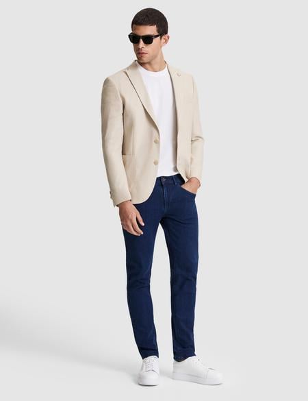 Bej Ex. Slim Fit Keten Karışımlı Ceket - 50285244008