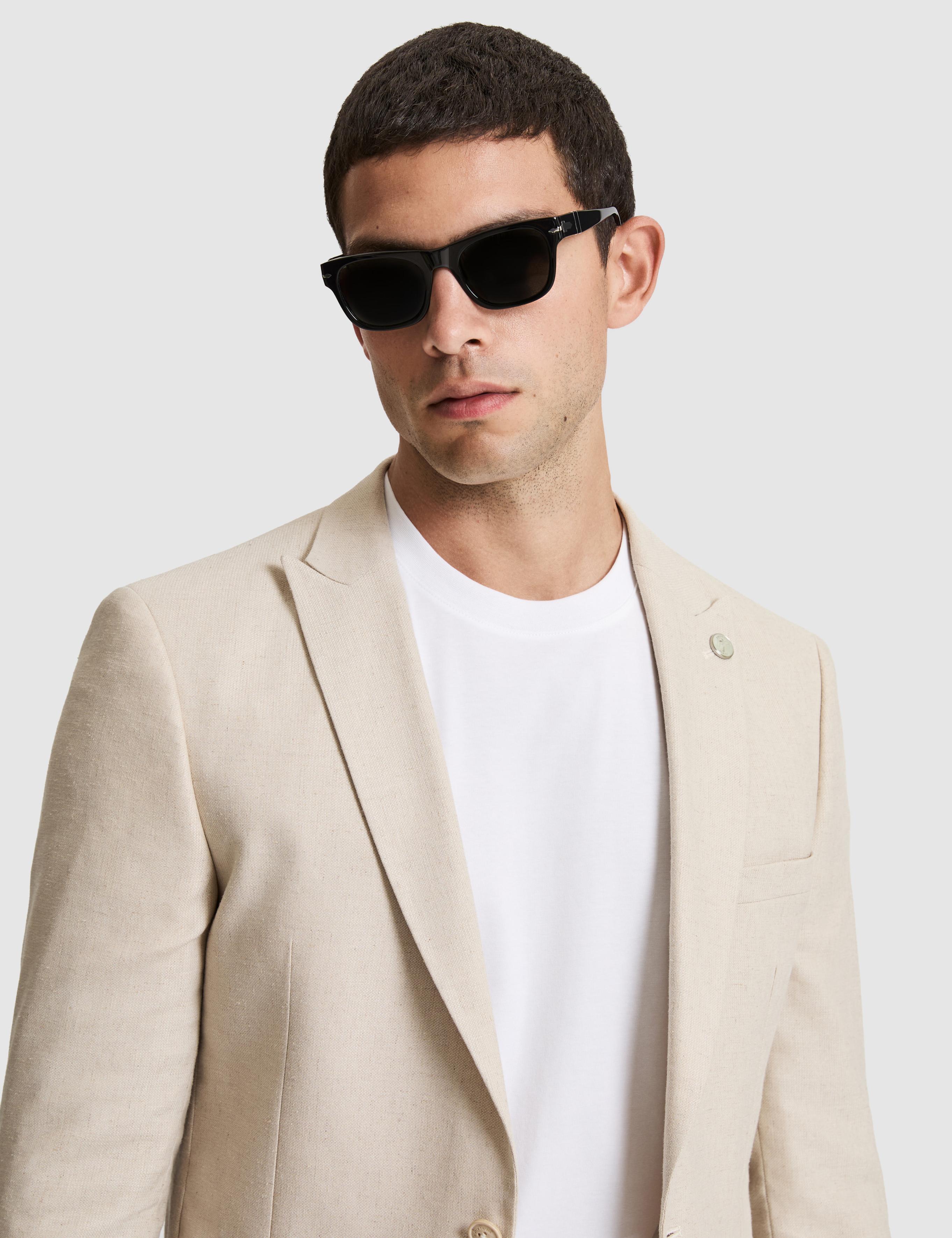 Bej Ex. Slim Fit Keten Karışımlı Ceket