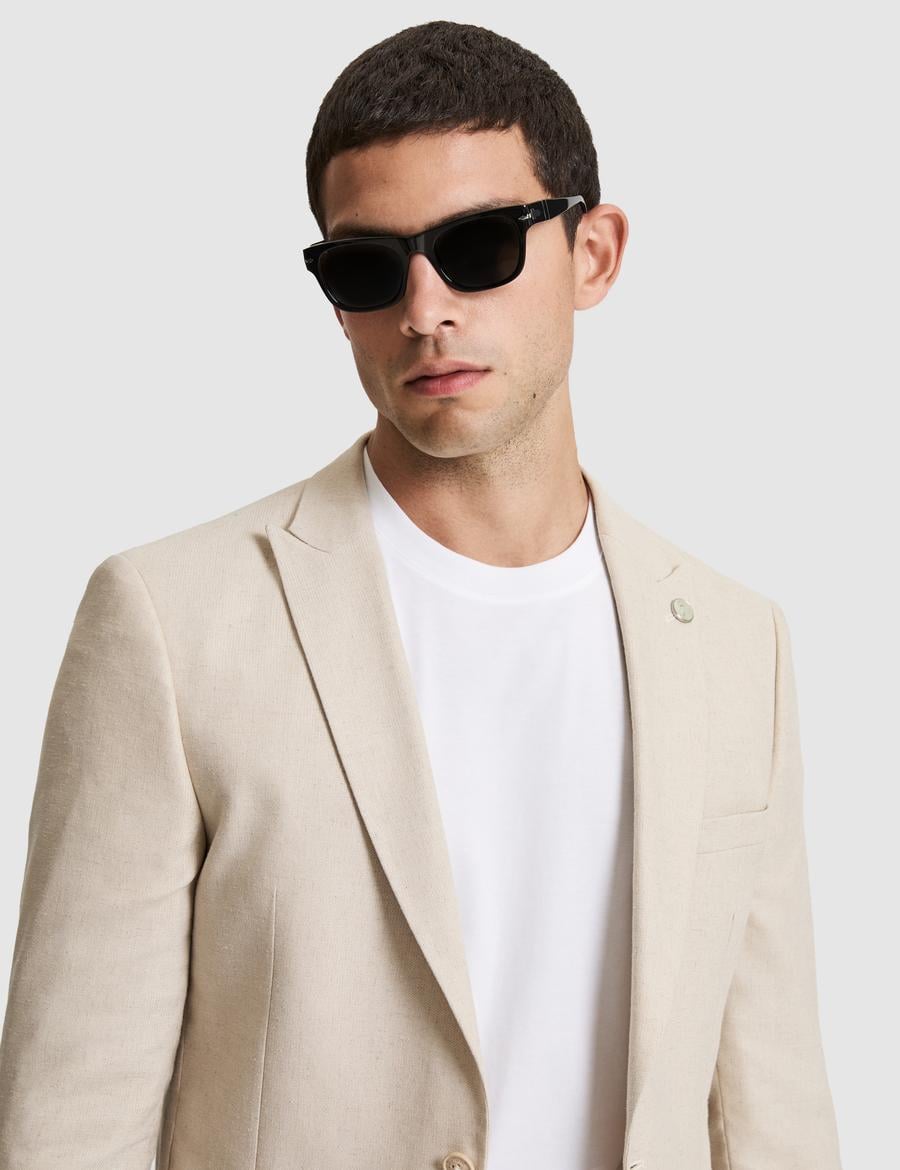 Bej Ex. Slim Fit Keten Karışımlı Ceket