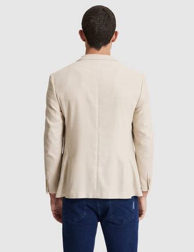 Bej Ex. Slim Fit Keten Karışımlı Ceket