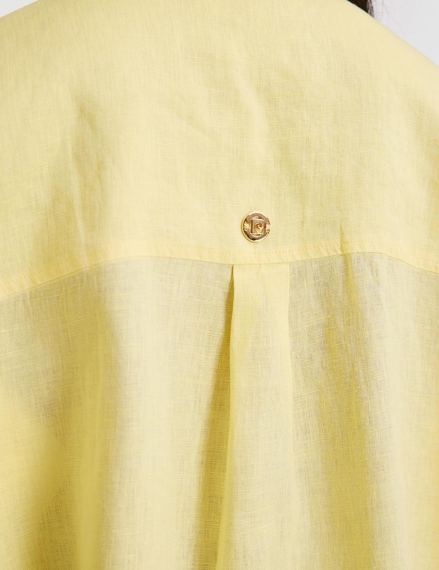 Limon Oversize Uzun Kollu %100 Keten Gömlek