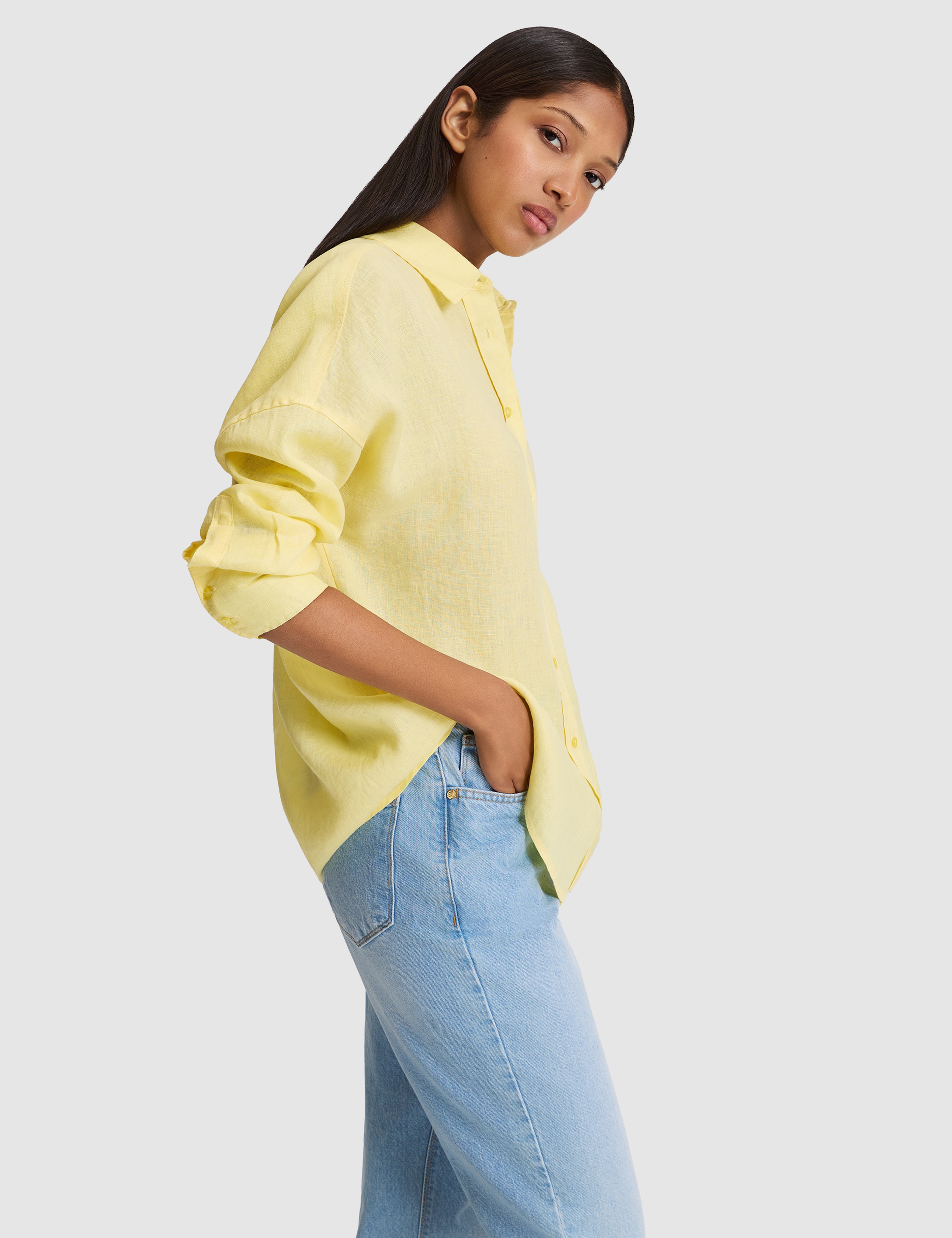 Limon Oversize Uzun Kollu Gömlek