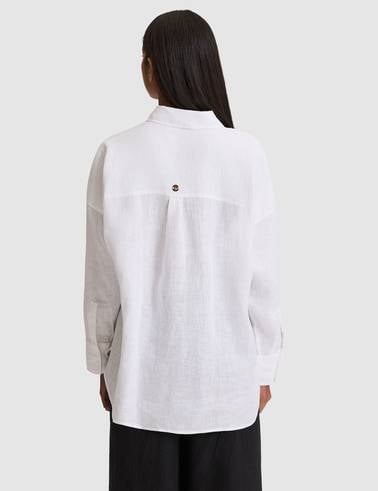 Beyaz Oversize Uzun Kollu Gömlek