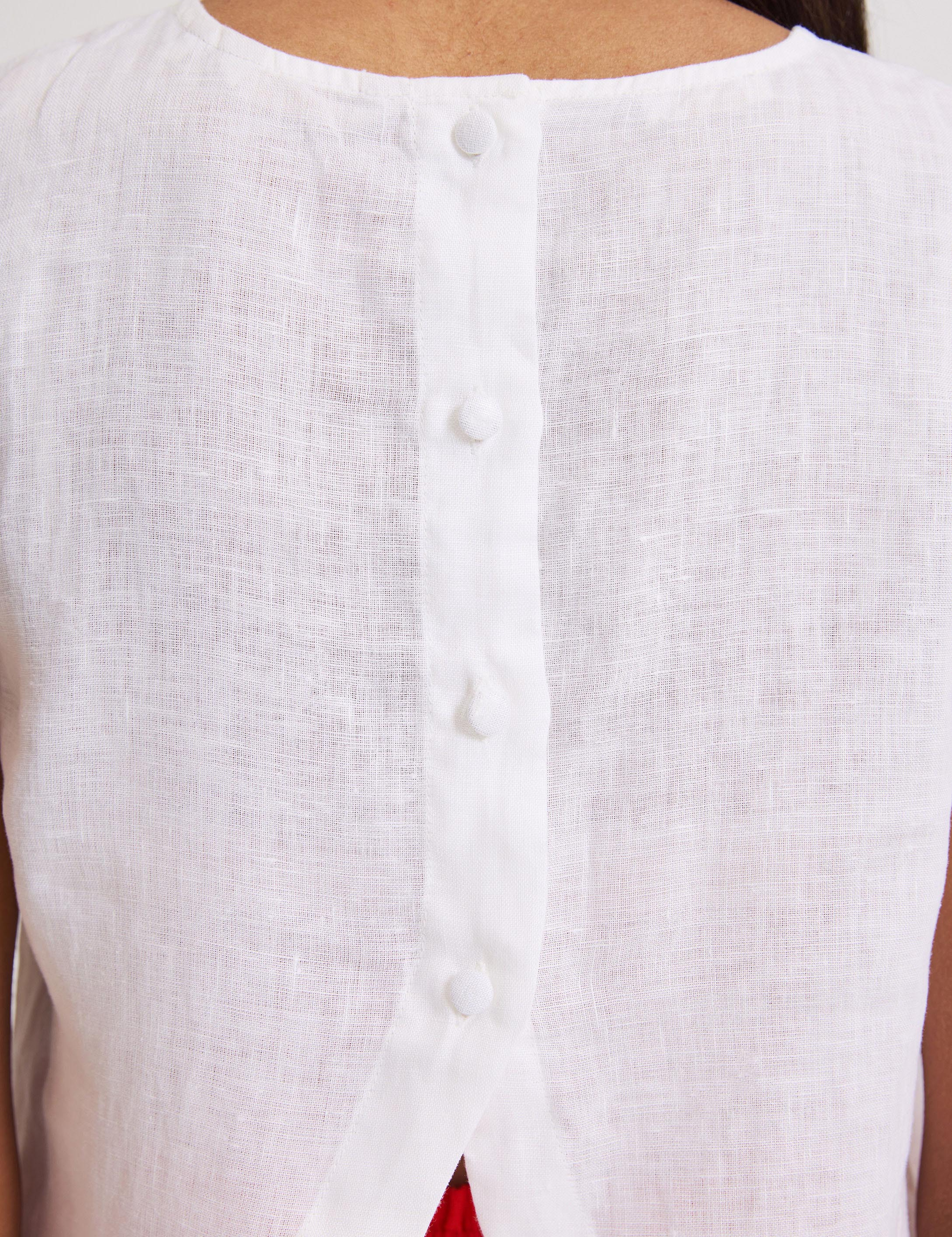 Beyaz Regular Fit Bluz - Image 6