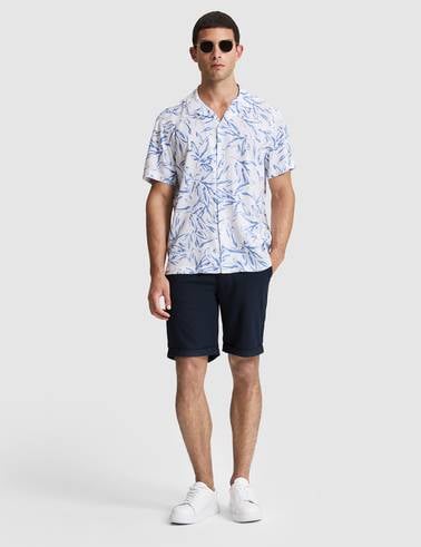 Lacivert Slim Fit Dokuma Şort