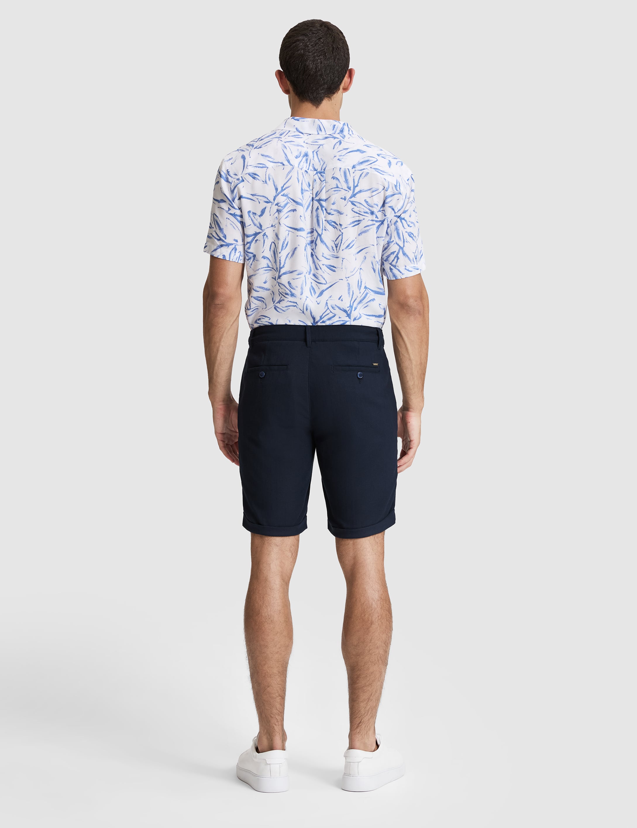 Lacivert Slim Fit Dokuma Şort - 50324461003