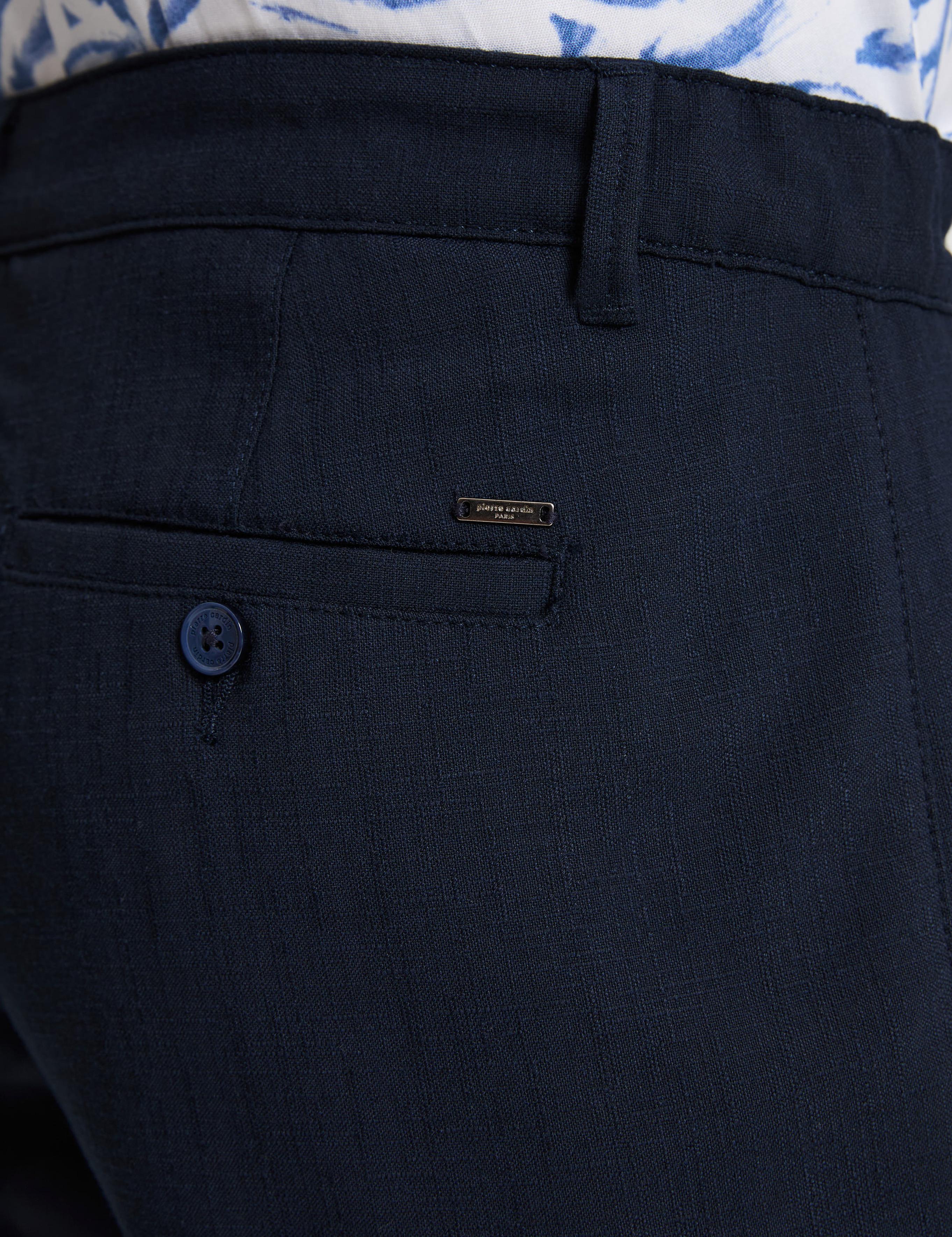Lacivert Slim Fit Dokuma Şort