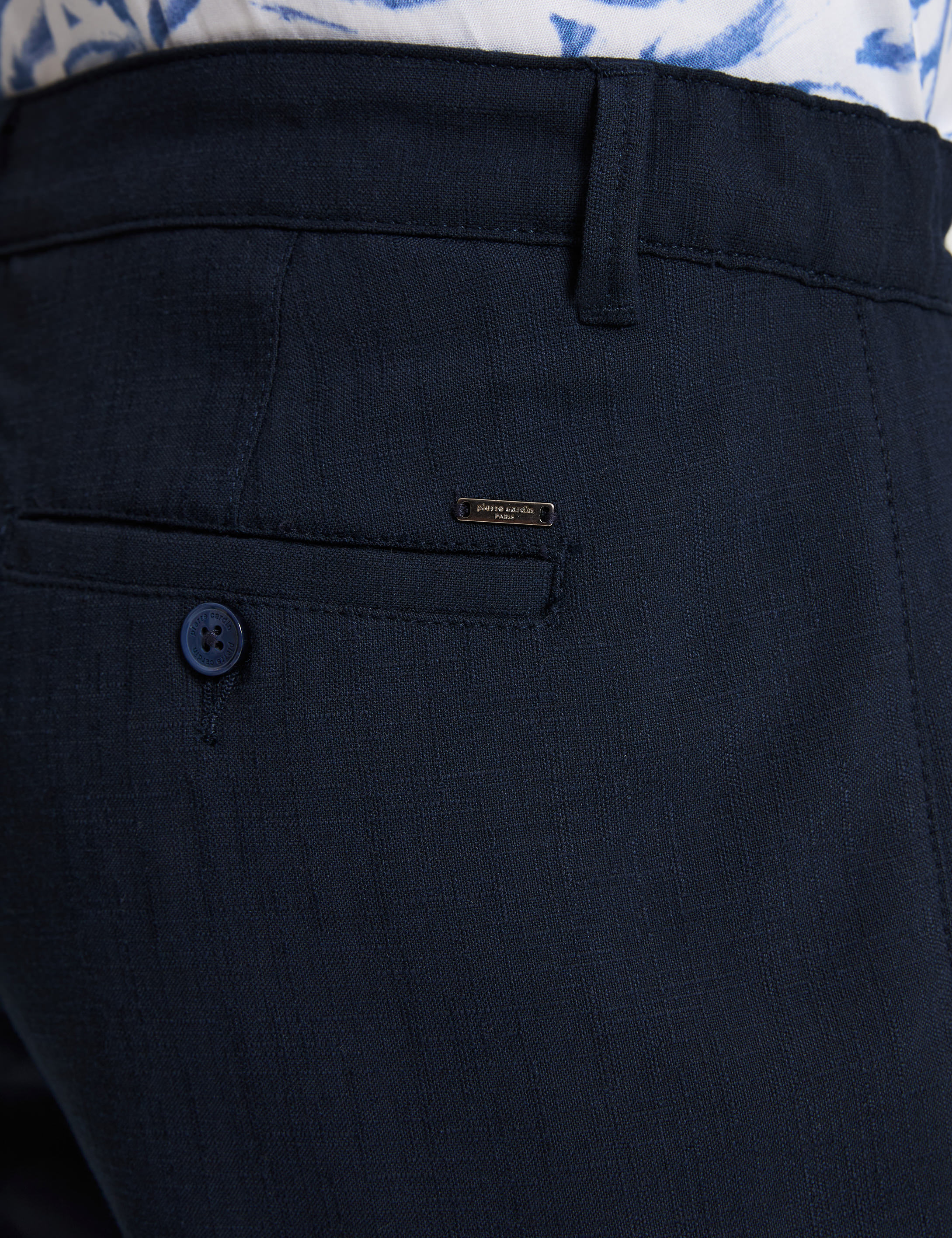 Lacivert Slim Fit Dokuma Şort